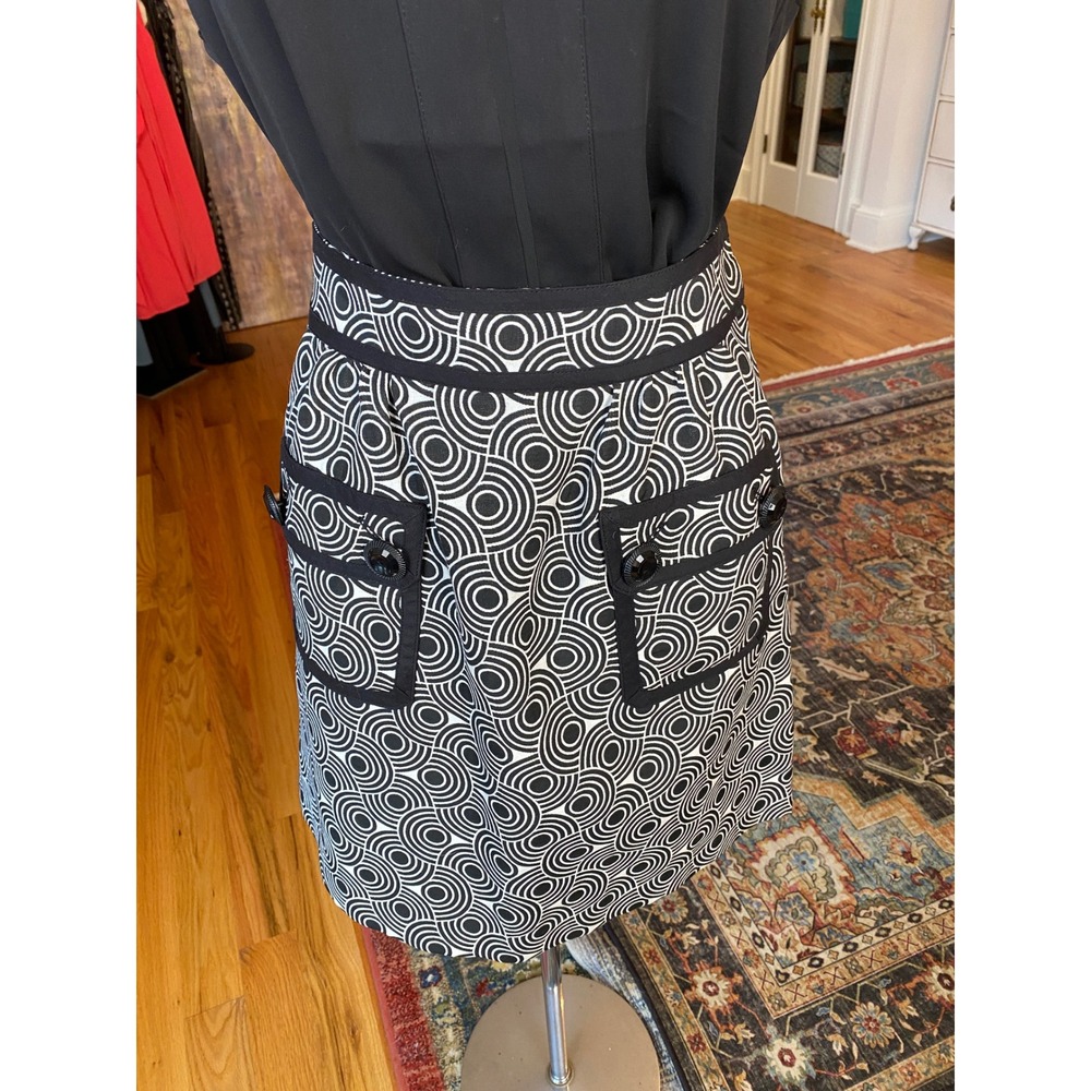 Tibi New York Black White Geometric Circle Mini Skirt with Pockets Size 6